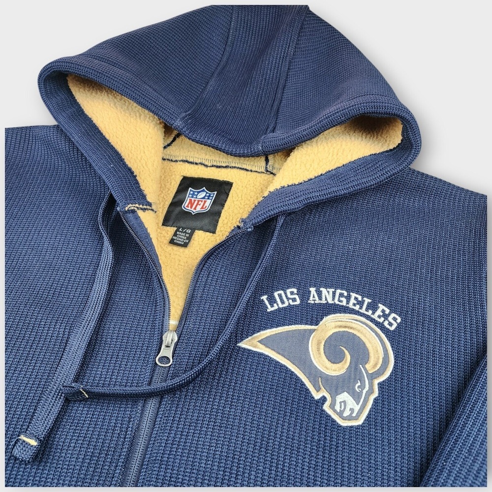 G-III Men's Los Angeles Rams Sherpa Lined Full Zip Hoodie Size Large Navy Blue